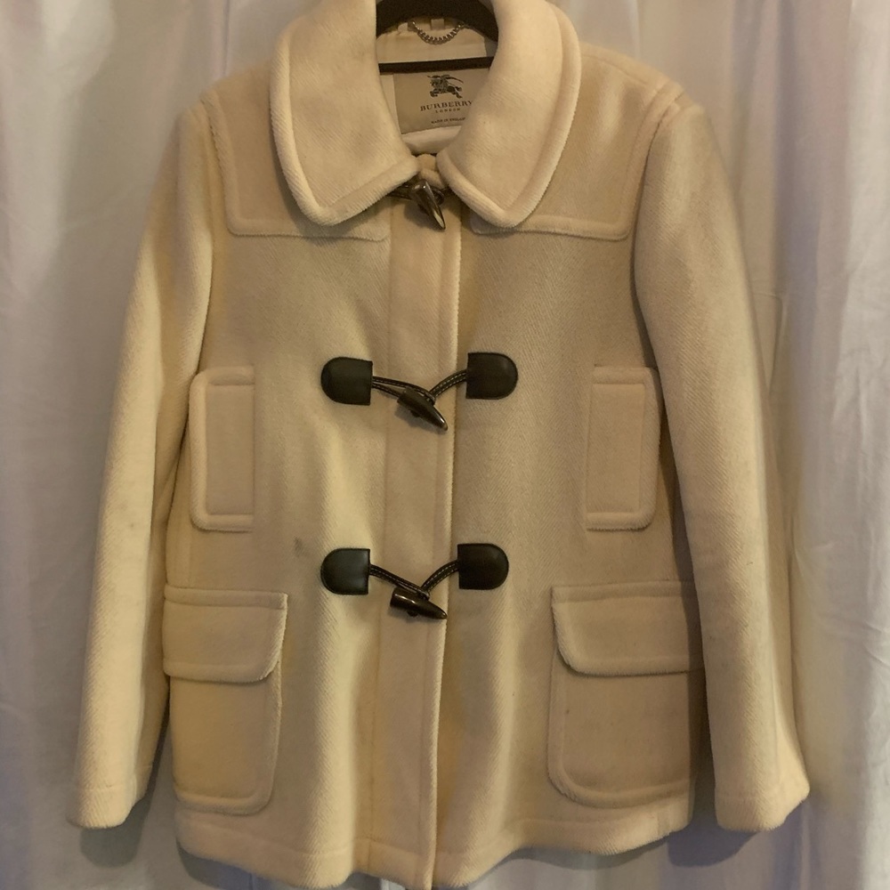 Burberry Wool Cream Peacoat w/ Horn Closures